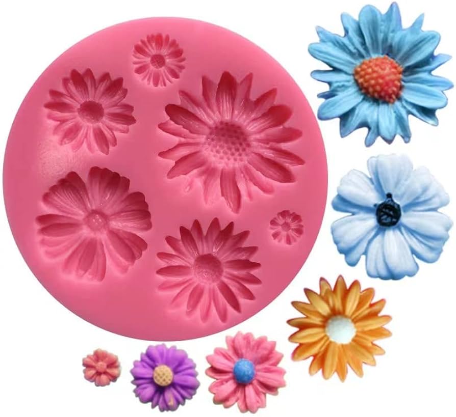 ছোট বড় ডেইজি ফুল সিলিকন ফনডেন্ট মোল্ড। Mix daisy flower Silicon fondant mold