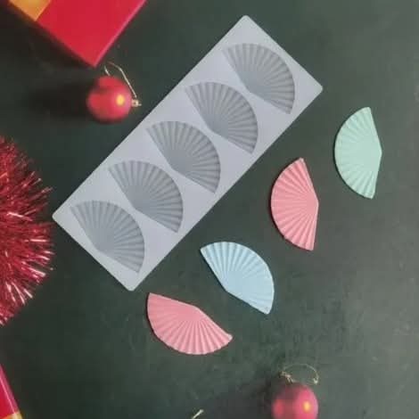 পেন শেপ সাদা সিলিকন চকলেট মোল্ড Fan shep whitw silicon chocolate mold